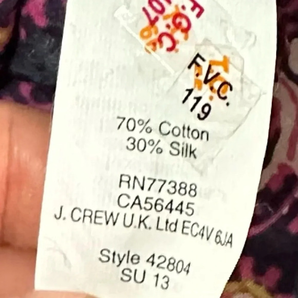 J Crew Perfect Shirt Cotton Silk Blend Button Down Size M Paisley Navy Purple - Picture 6 of 7